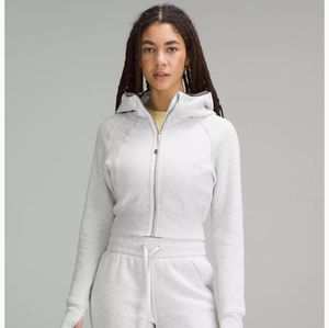 Lululemon Scuba Full-Zip Cropped Hoodie, Heathered Core Ultra Light grey, sz 4